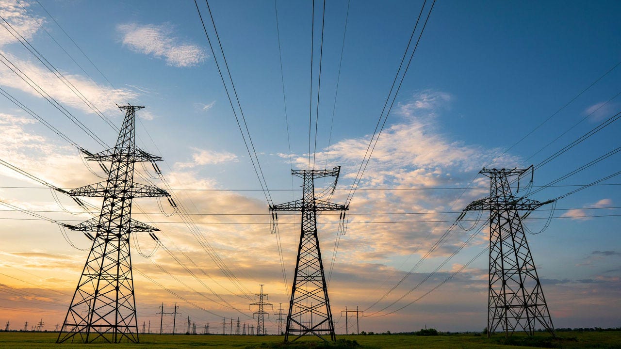 three transmission towers