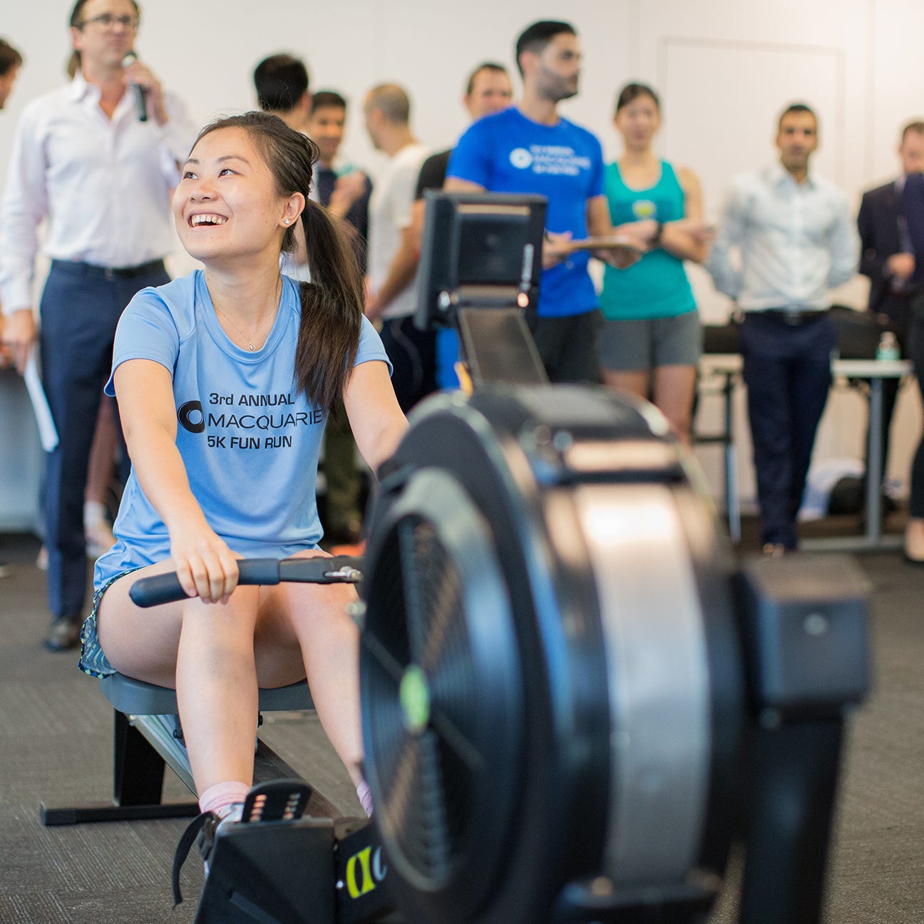 New York staff hosted a rowing and planking challenge to support Hurricane Harvey relief efforts
