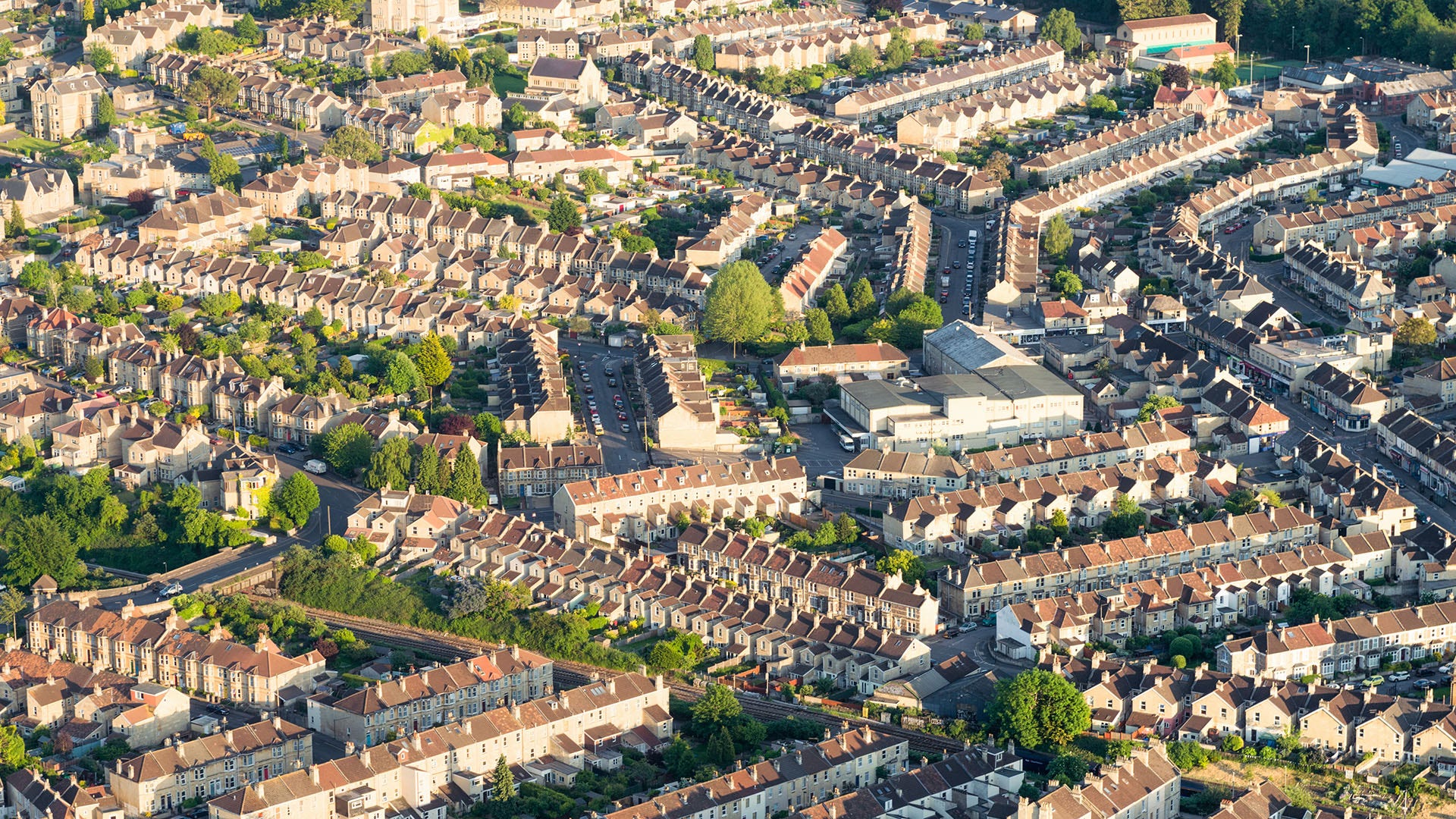 high angle of uk town