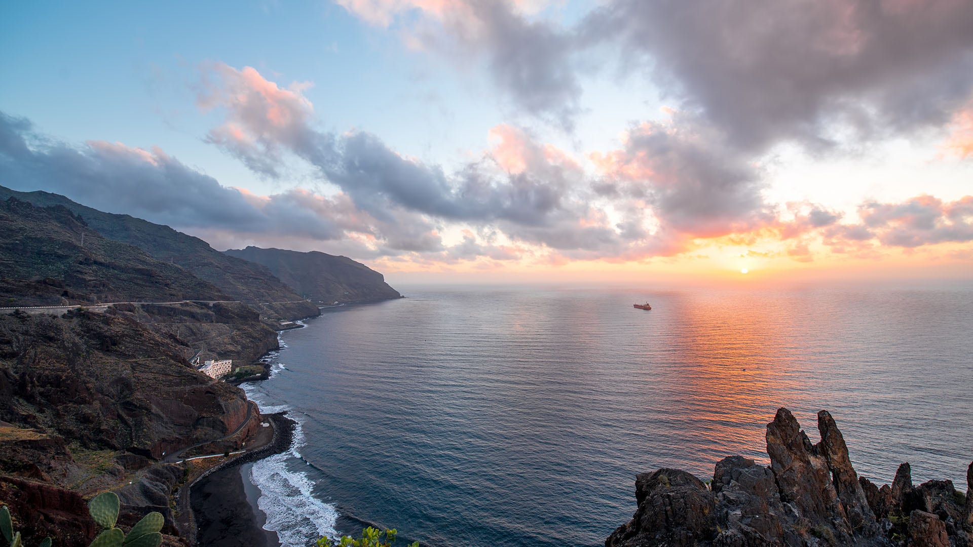 coastal landscape with mountains