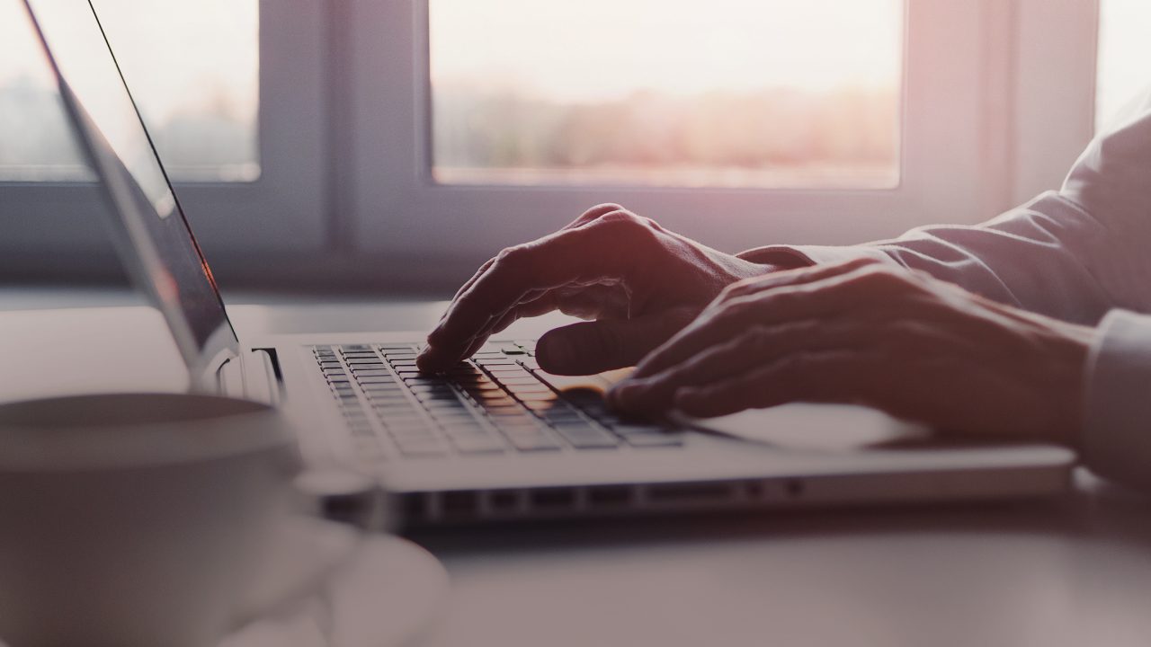 Business man using laptop computer