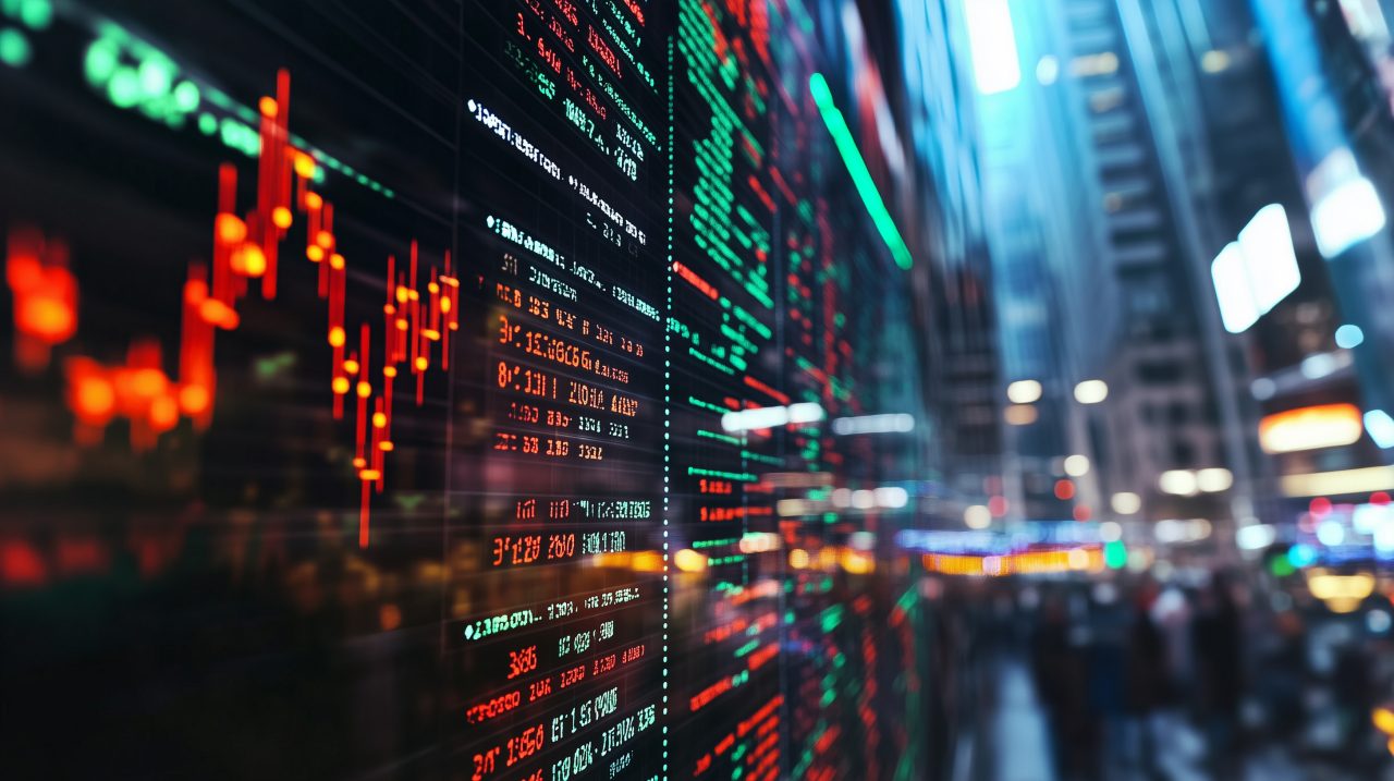 Digital bond market showcasing government and corporate bonds being traded at fluctuating interest rates, with real-time data streams visualizing the dynamic shifts in bond prices and yields. The scen