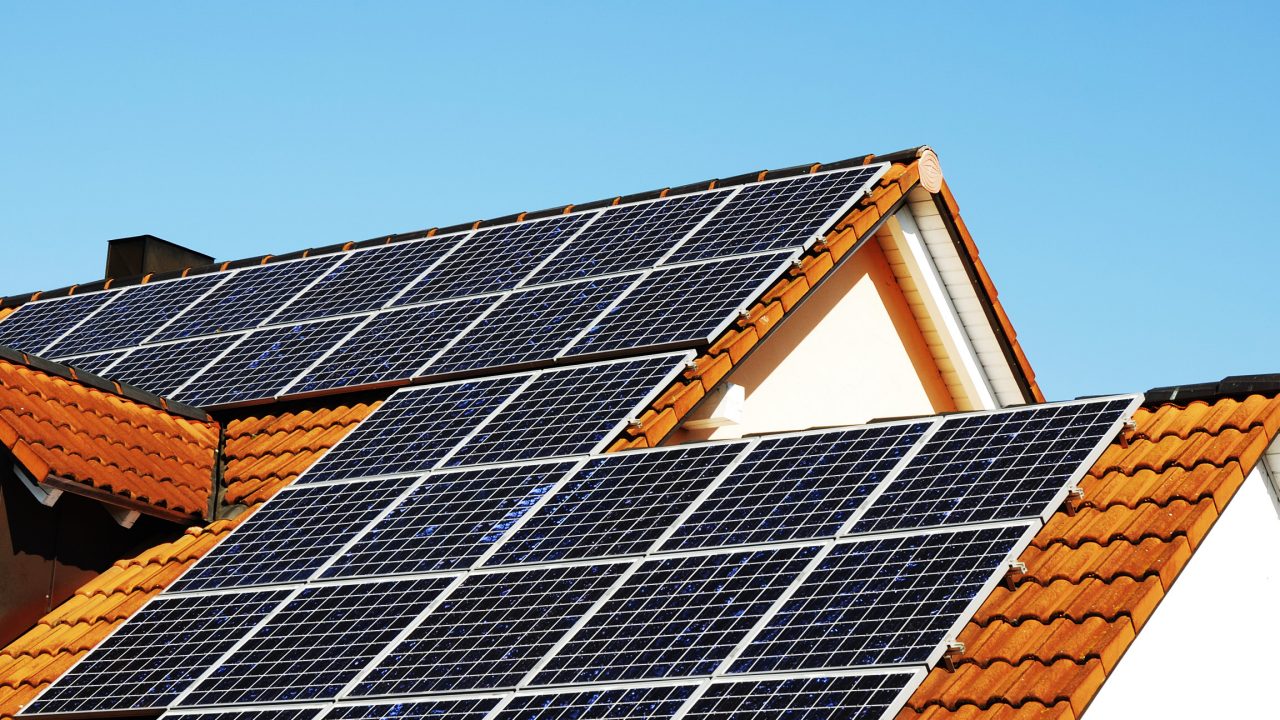Solar panel on a roof