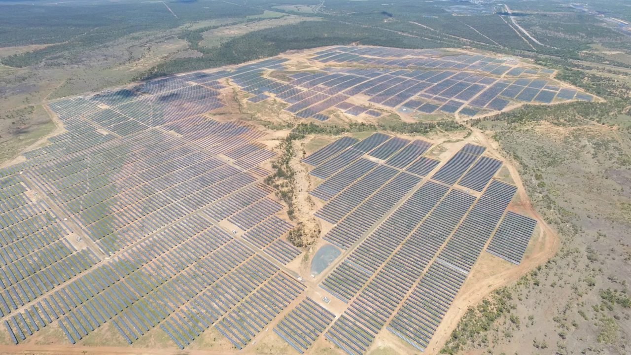 Aerial view of Lilyvale solar farm