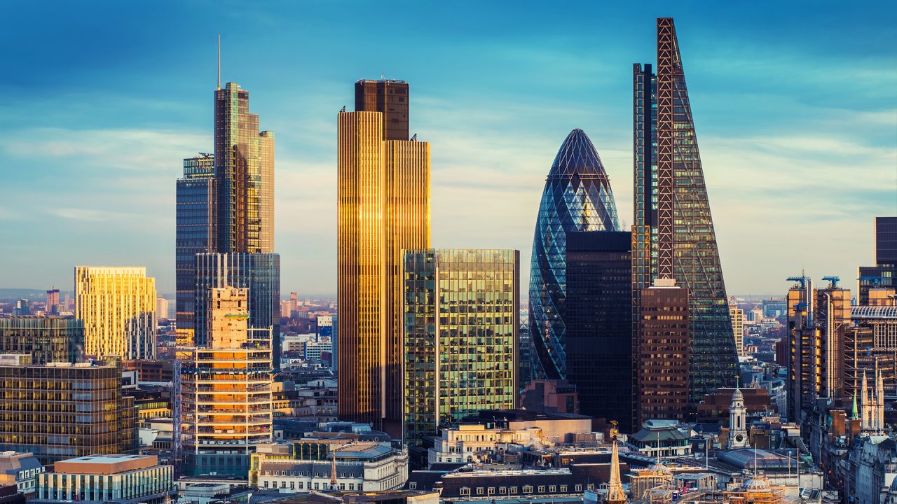 skyline view of London City, United Kingdom