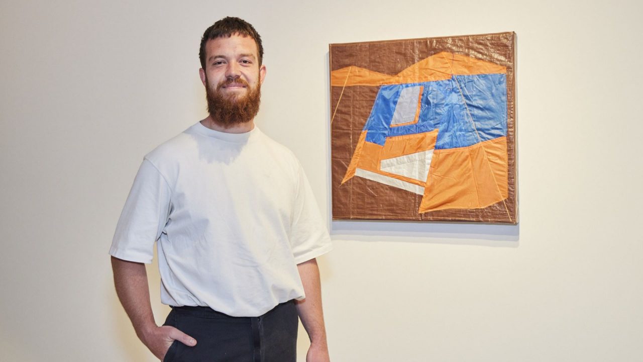Mitchell Davis and his work ‘orange and blue (tent study)’. Photography by Flashpoint Labs.