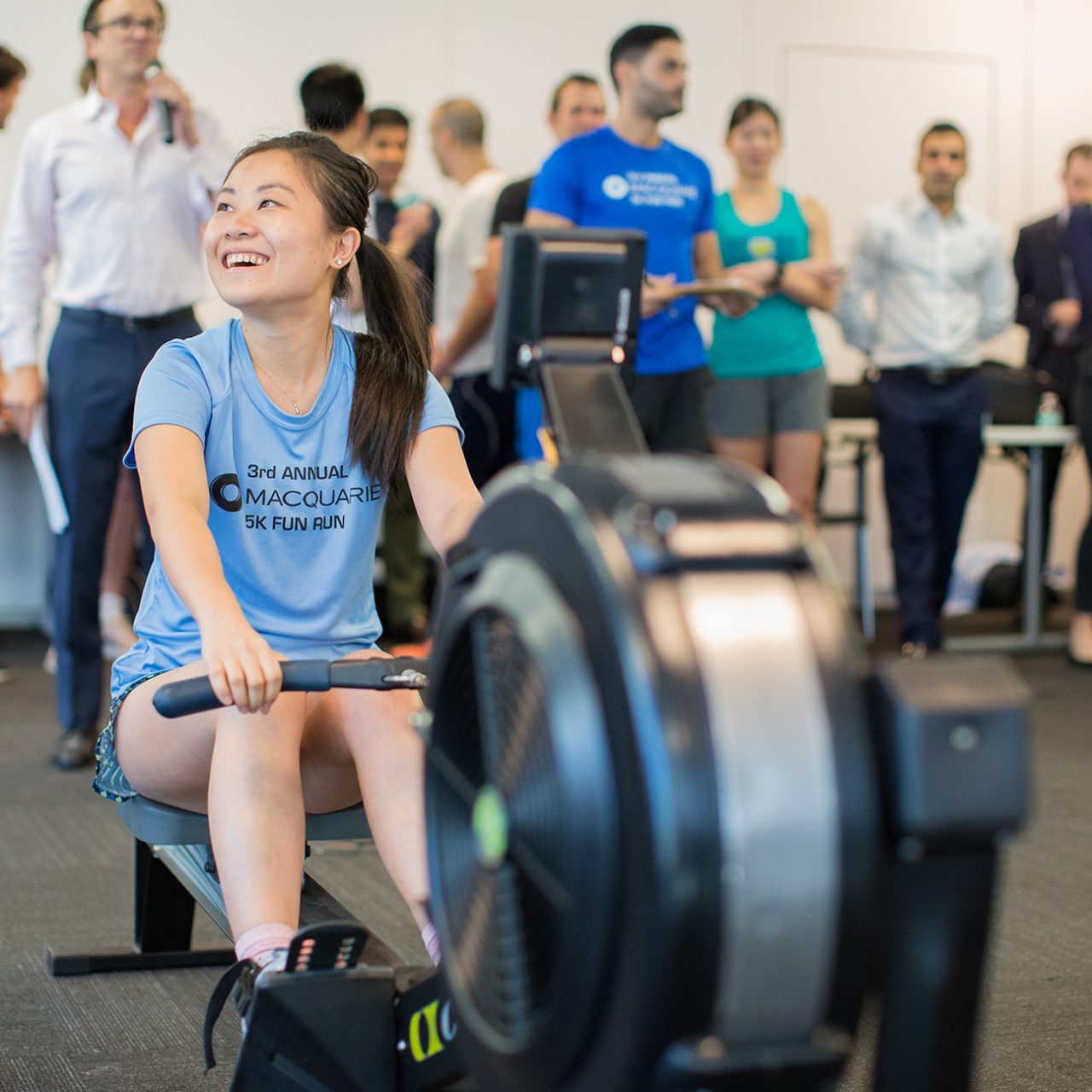 New York staff hosted a rowing and planking challenge to support Hurricane Harvey relief efforts