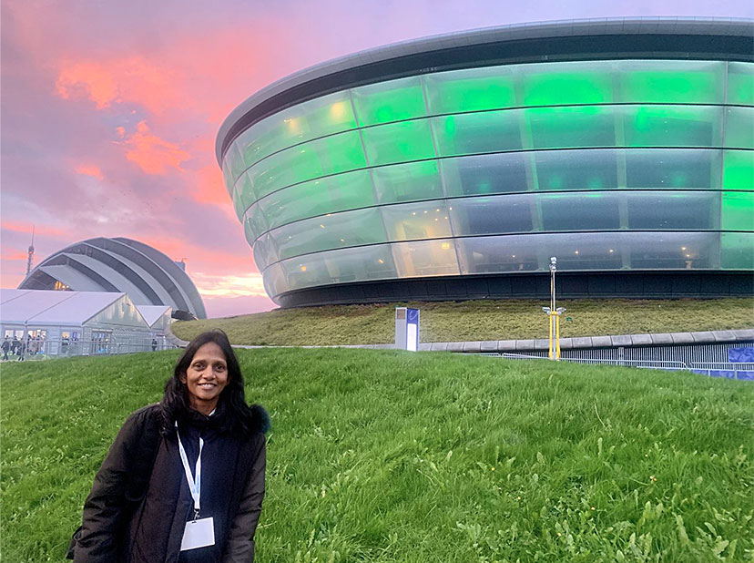 Shemara Wikramanayake, Managing Director and Chief Executive Officer of Macquarie Group, outside the COP26 conference in Glasgow.