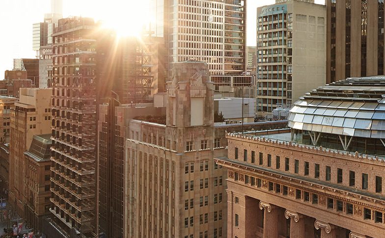 Aerial view of Macquarie Group building at 50 Martin Place Sydney