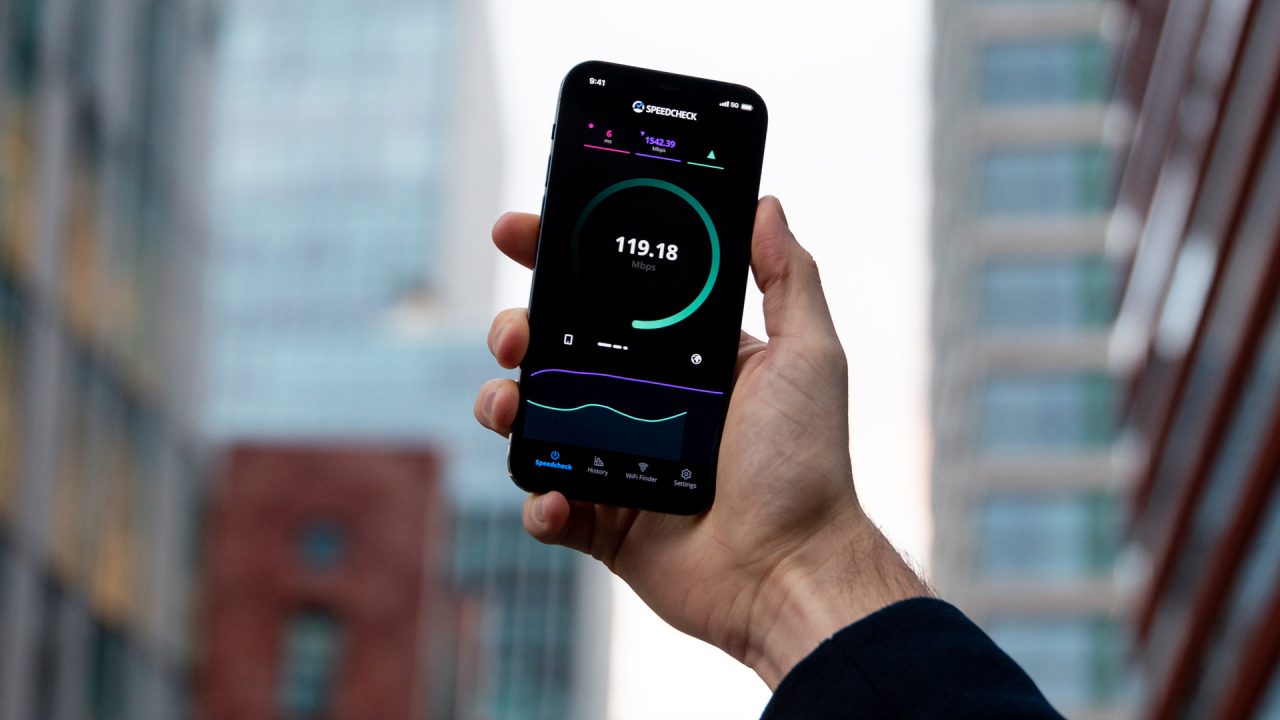 Shot of someone's hand holding a smartphone 