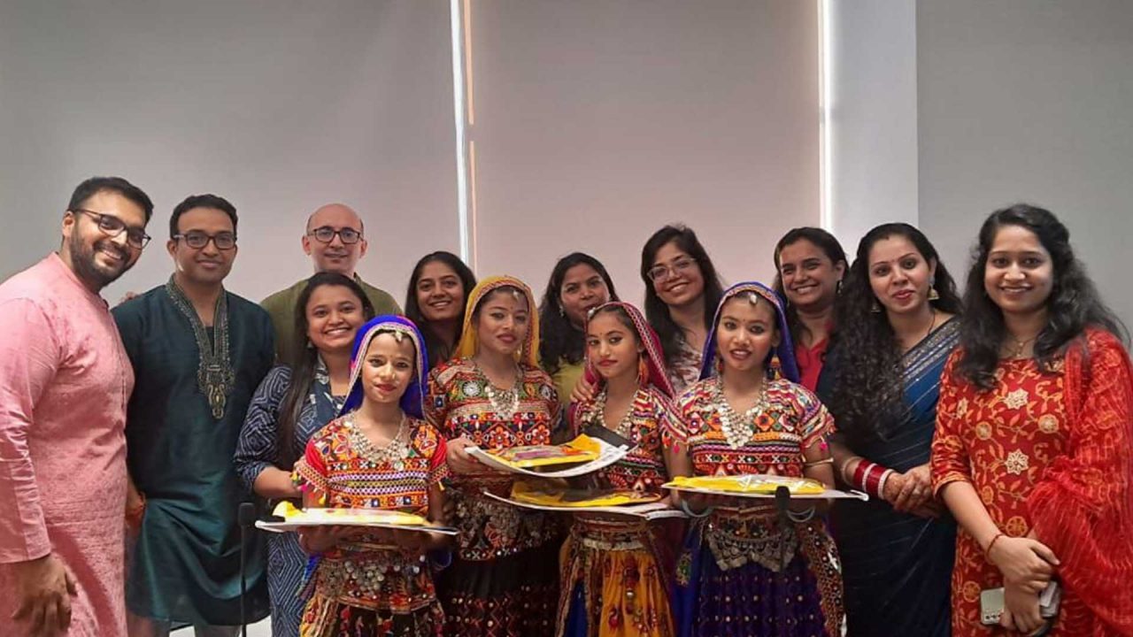 Sumit Bhatia (back row, third from left) with colleagues from Macquarie’s Gurugram office and representatives from Bosconet at the Mockstars rock concert fundraiser.