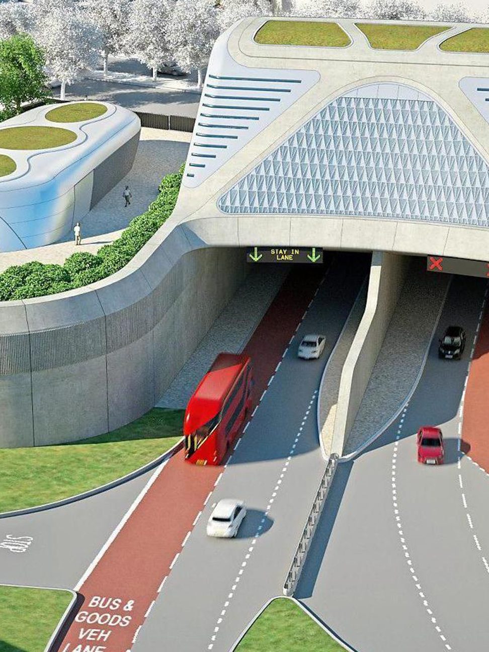 Artist impression of the road crossing across the River Thames