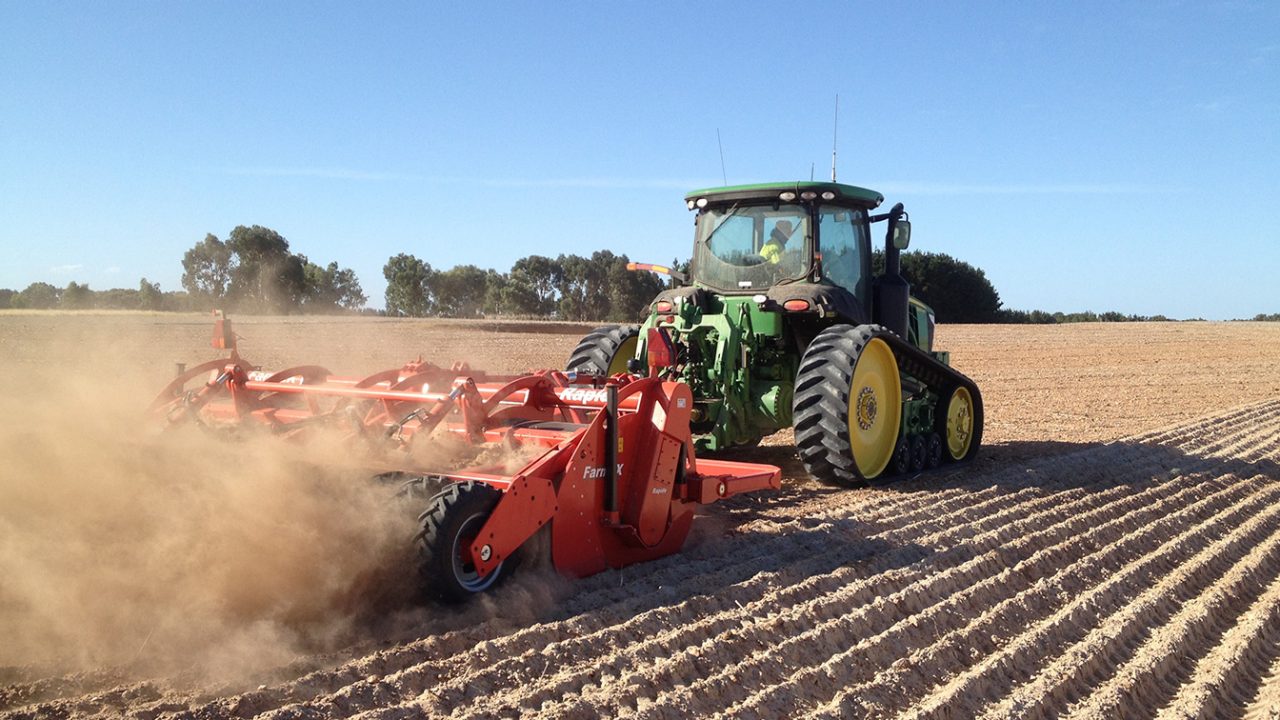 Tractor ploughing a field