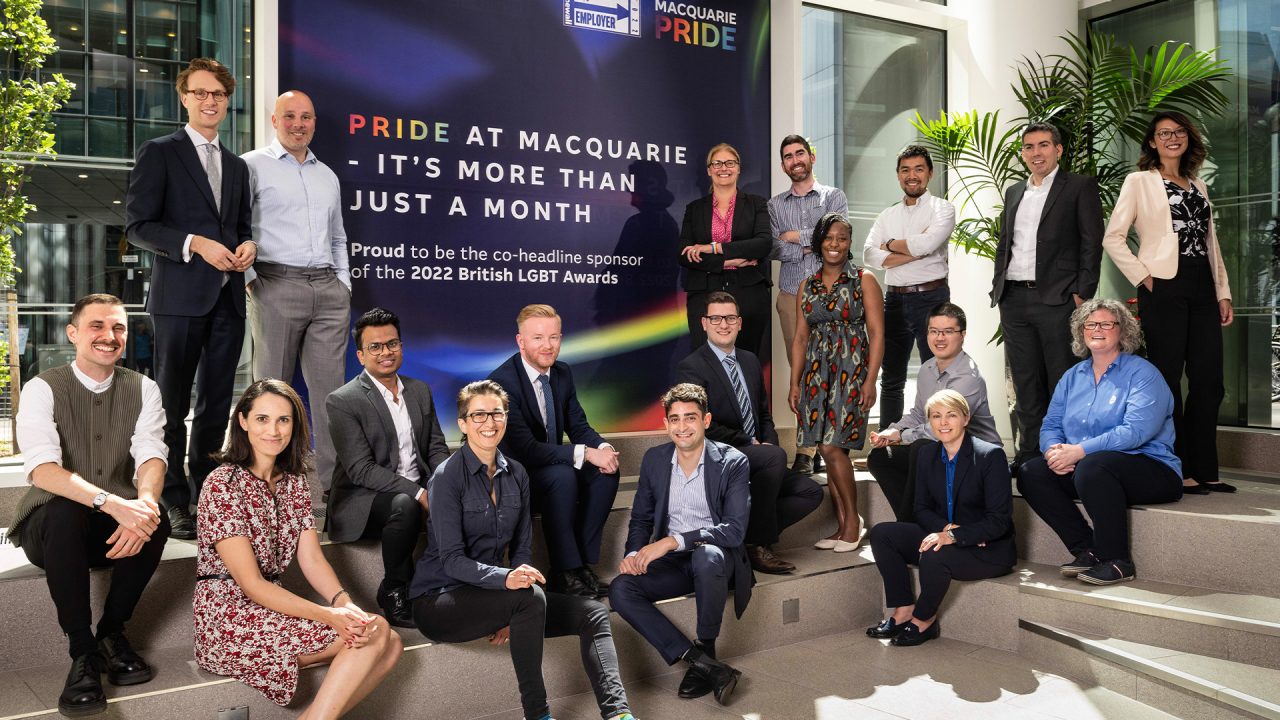 Group photograph of Macqurie staff from the London office