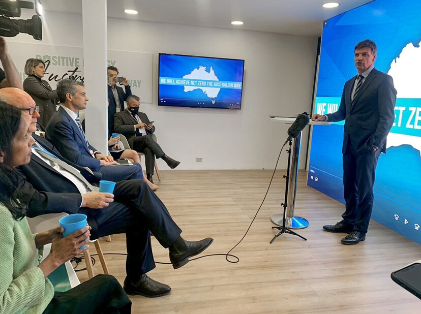 Angus Taylor, Minister for Industry, Energy and Emissions Reduction, at the release of the Australian Government’s 2021 Low Emissions Technology Statement at COP26. 