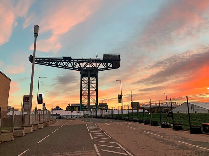 An organge sunset in Glasgow 