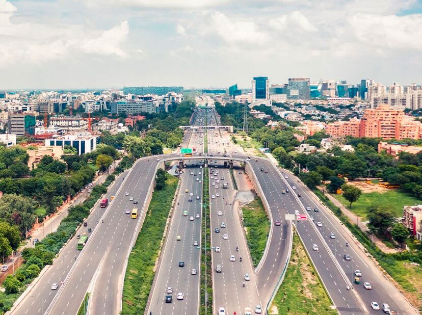 Arial shot of a freeway