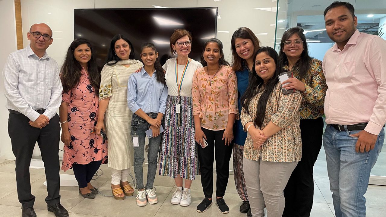 Erin Shakespeare (fifth from left) and Jasmine Chew (fourth from right) from the Macquarie Group Foundation, with staff volunteers who serve on the Humana for the People Working Group. 