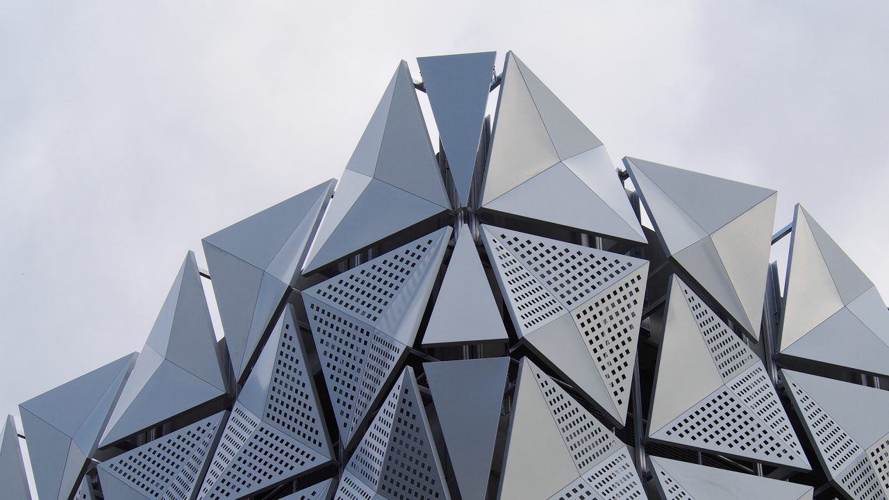Aluminium cladding on modern building facade