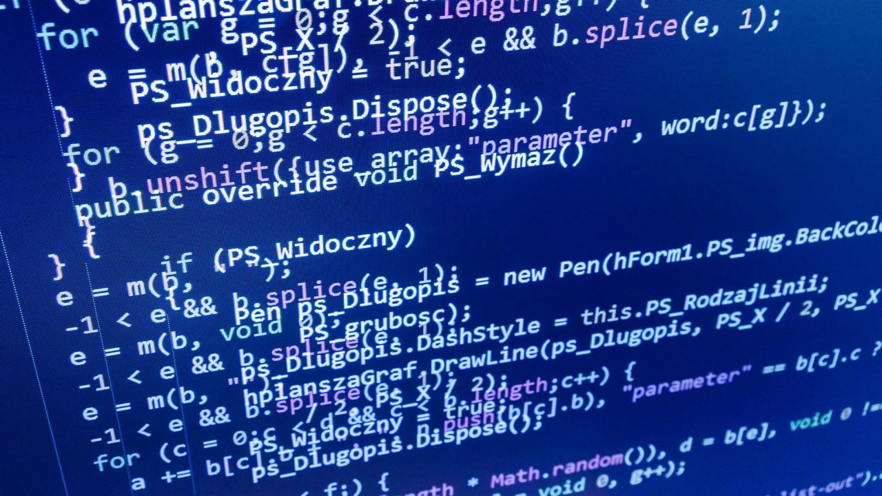 Programming code on computer