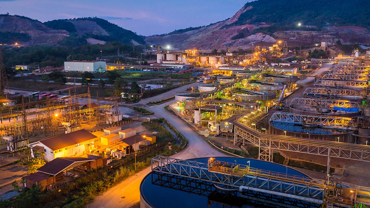 Chifeng LXML Sepon mine by night, located in Vilabouly District, Savannakhet Province, Lao PDR