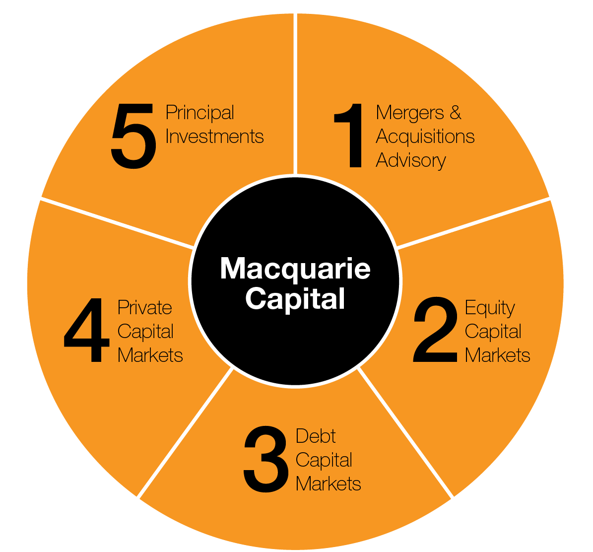 Chart depicting Macquarie Capital's five service offerings