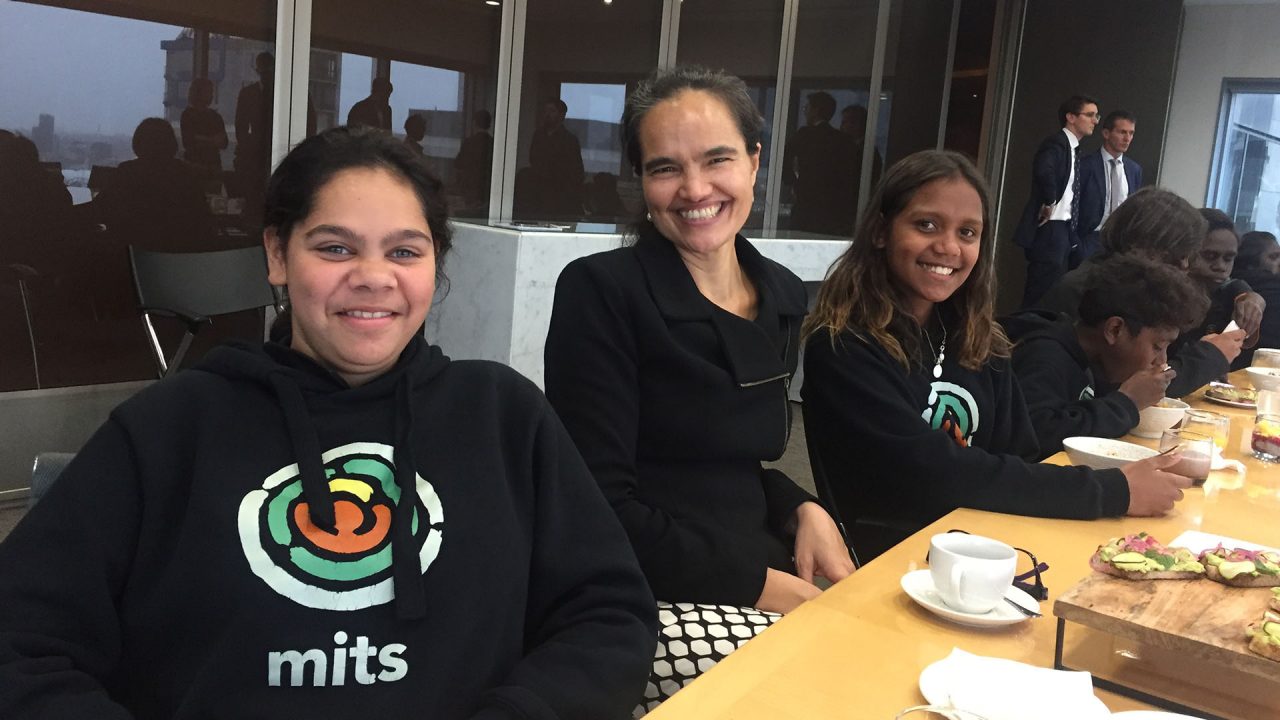 Maria with students from MITS at an event hosted by Macquarie.