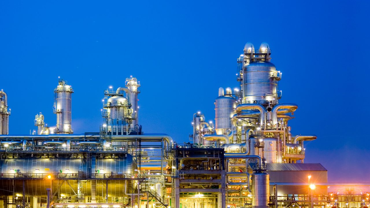 Refinery at night