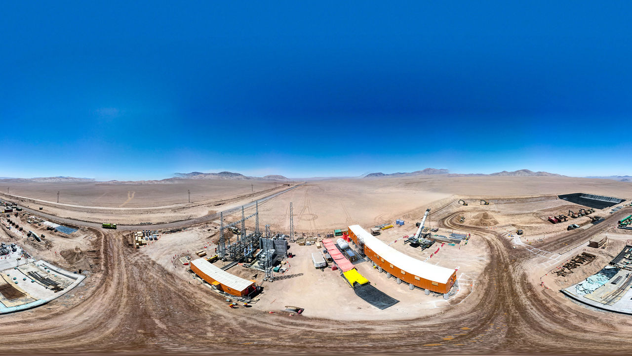Aerial view of a construction site for a mining operation located in Chile's Atacama Region