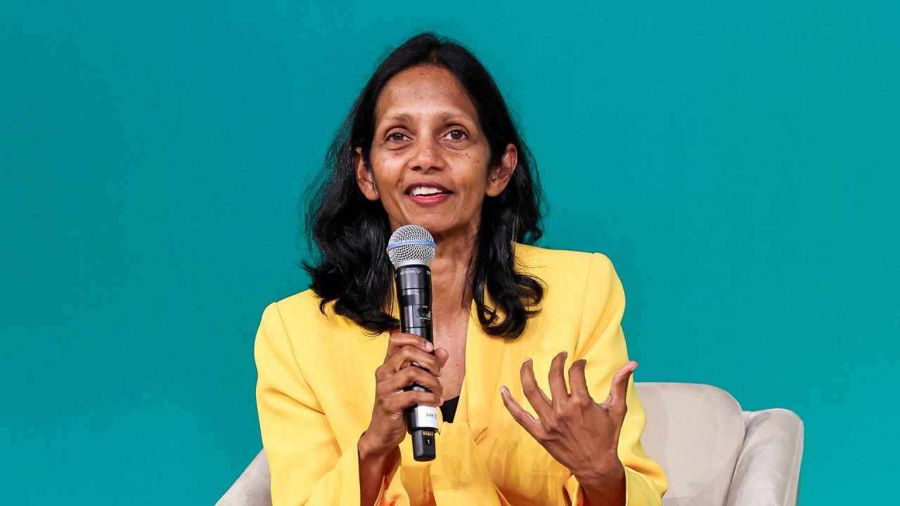 Shemara Wikramanayake, Macquarie Group Managing Director and Chief Executive Officer, speaks at the Women Building a Climate-Resilient World panel during COP28